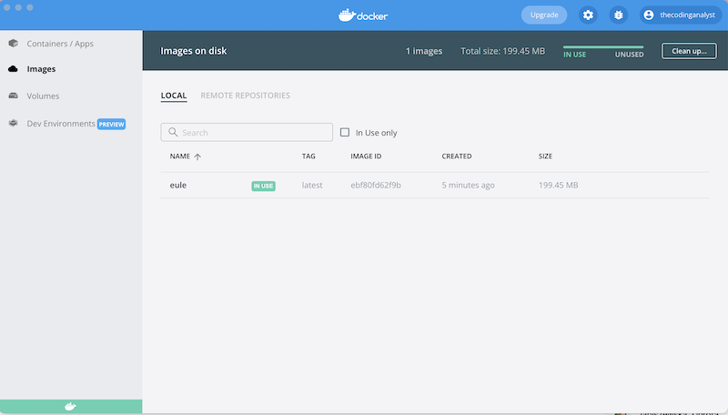 docker desktop images tab