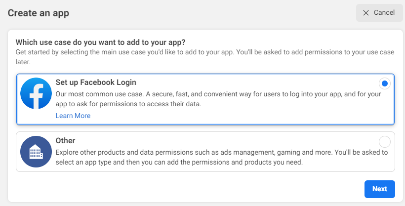 facebook setup