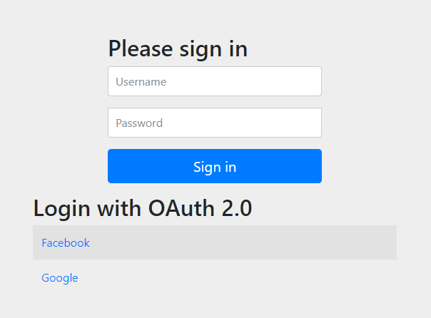 spring login form with oauth2 options